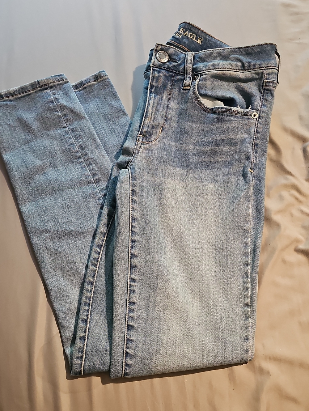 American Eagle Light Blue Skinny Jeans Size 6 Good Conditon Super Stretch
